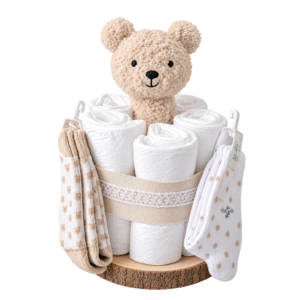 Luiertaart met Jollein Teddy Bear rammelaar