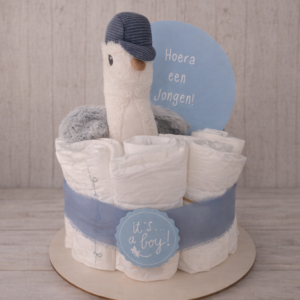 Luiertaartje – Sailors Bay met “Hoera een jongen” kaart